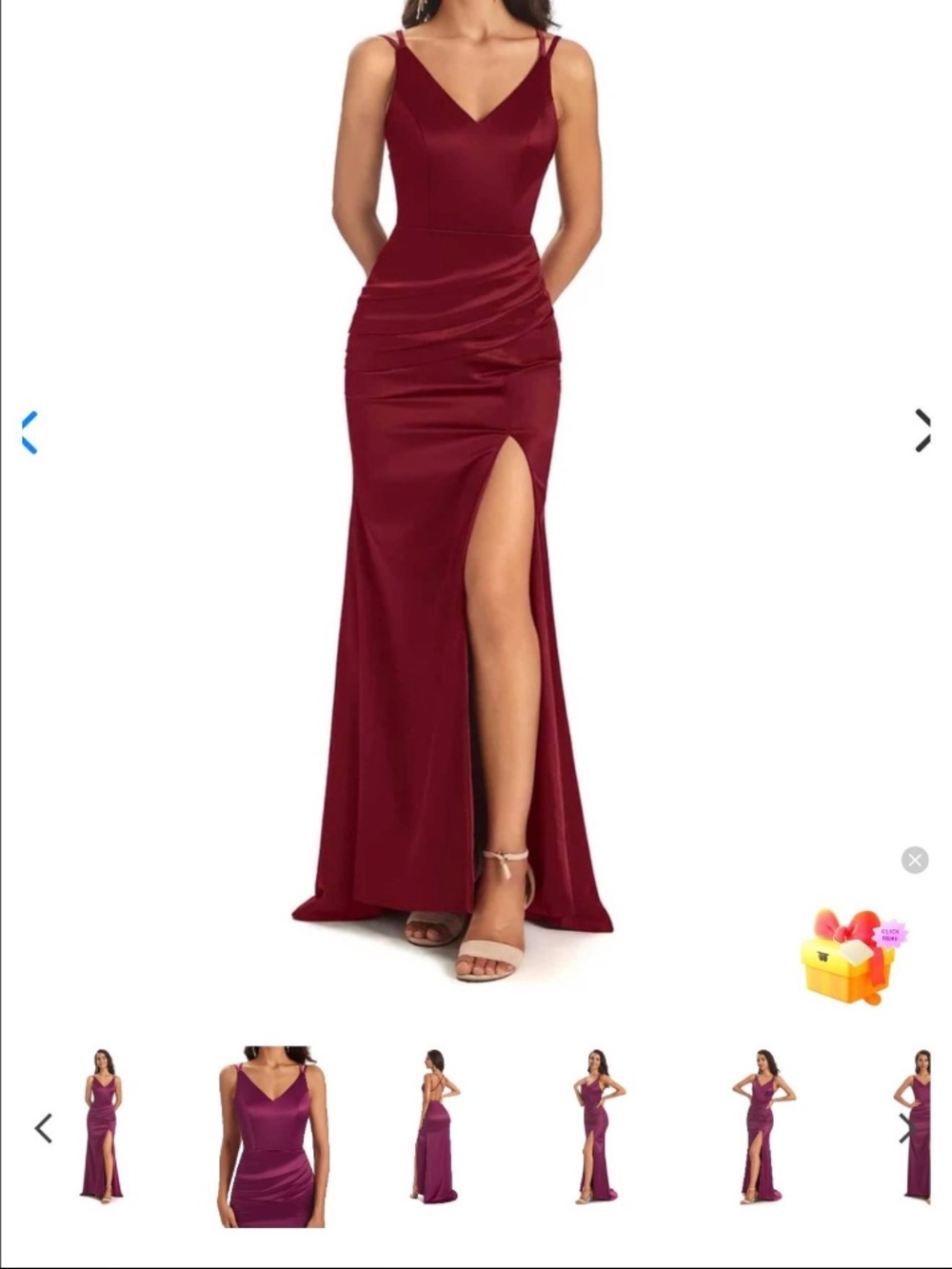 ChicSew Jessica Burgundy Satin Bridesmaid Dress US 0